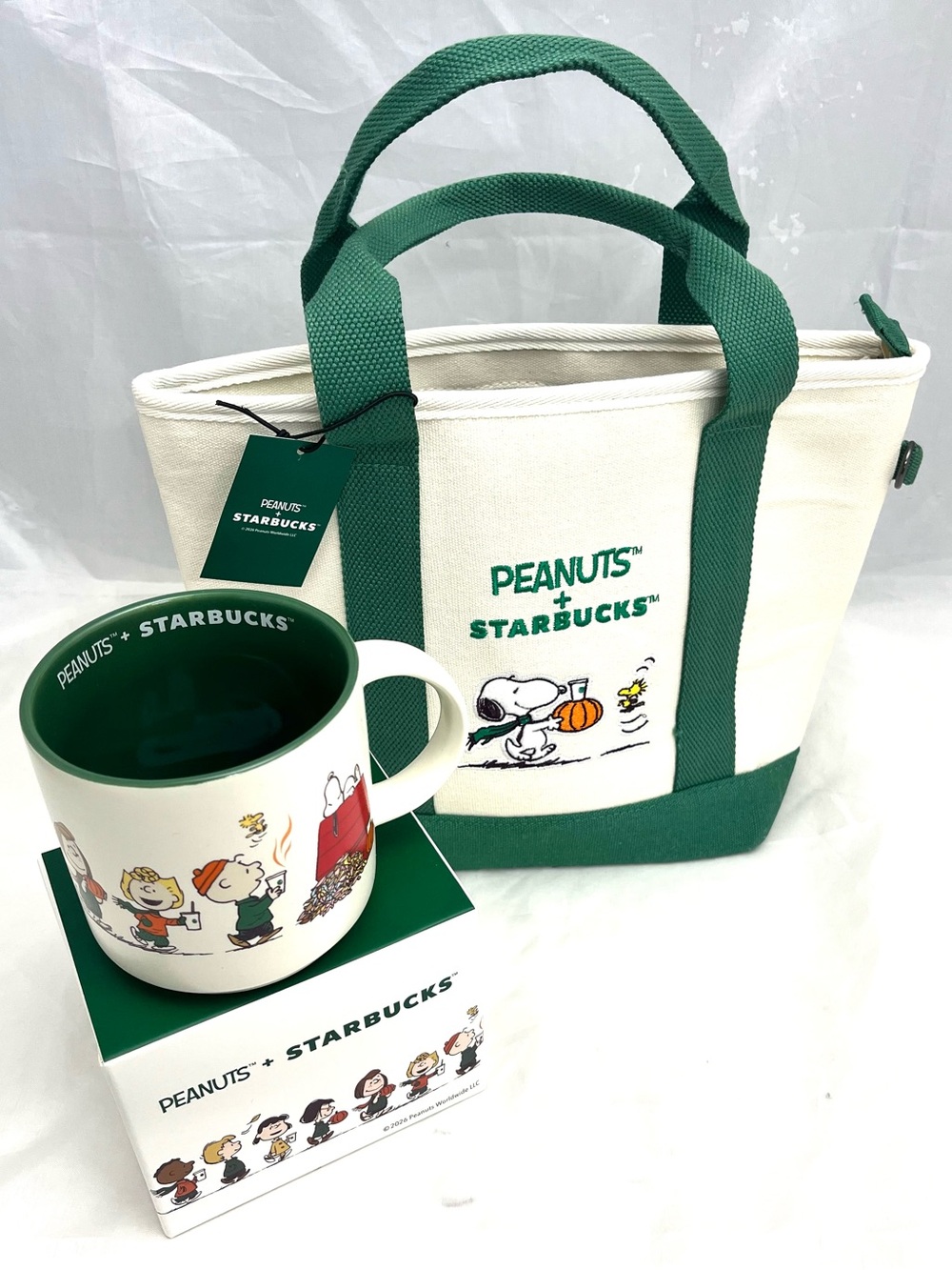 Gift Set Starbucks x Peanuts Snoopy Woodstock Canvas Mini Tote & Ceramic Mug